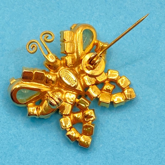 Vintage WEISS Butterfly Brooch Rhinestones Sparkly Naturecore - Picture 3 of 6
